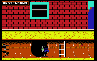 Floyd the Droid (Commodore 64) screenshot: The Escaped Prisoner Attacked! (Dutch)