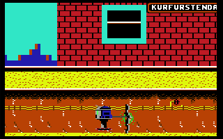 Floyd the Droid (Commodore 64) screenshot: Cleaning up in Berlijn (Dutch)