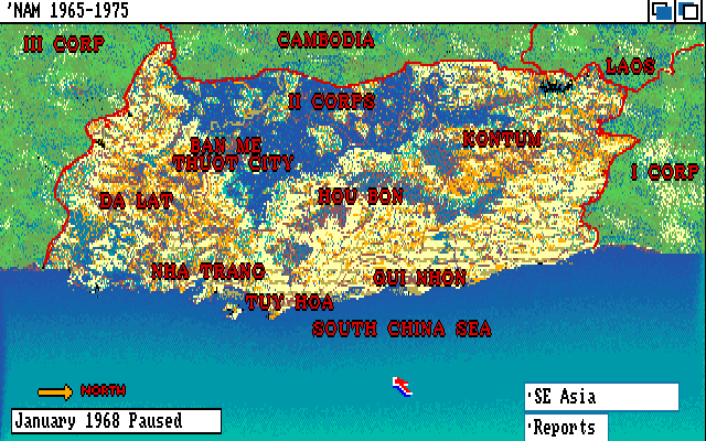'Nam 1965-1975 (Amiga) screenshot: One of many strategic maps