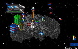 K240 (Amiga) screenshot: Facilities on the asteroid