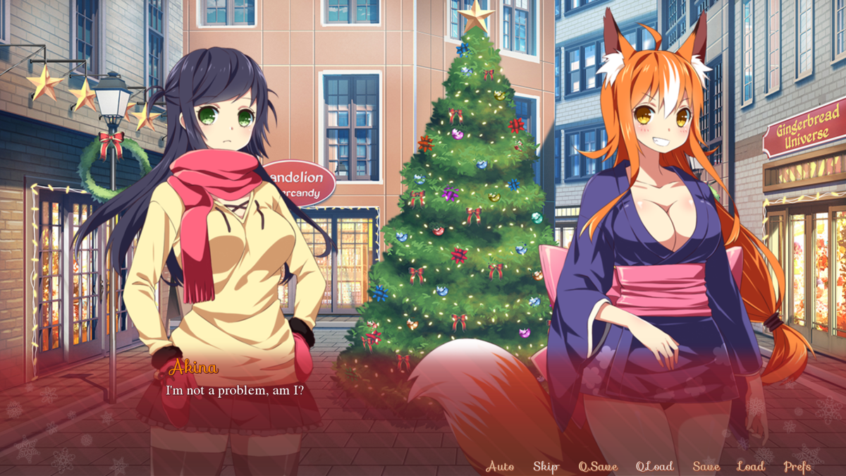 Sakura Santa (Windows) screenshot: Sure enough, there's Akina again (Harem ending)