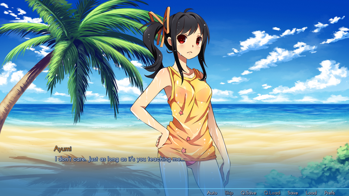 Sakura Beach (Windows) screenshot: After Ayumi almost drowned I agree to teach her to swim