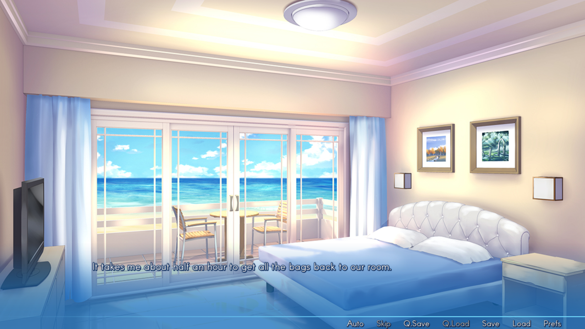 Sakura Beach (Windows) screenshot: What a job, bringing all those bags to the room