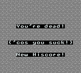 Grime Z80 (Game Boy) screenshot: Game over