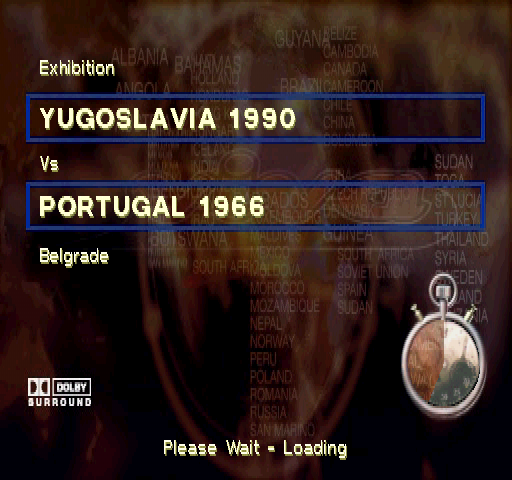 Viva Soccer (PlayStation) screenshot: Exhibition Match - Yugoslavia 1990 vs Portugal 1966