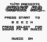 Chase H.Q. (Game Boy) screenshot: Main menu (US/EU).
