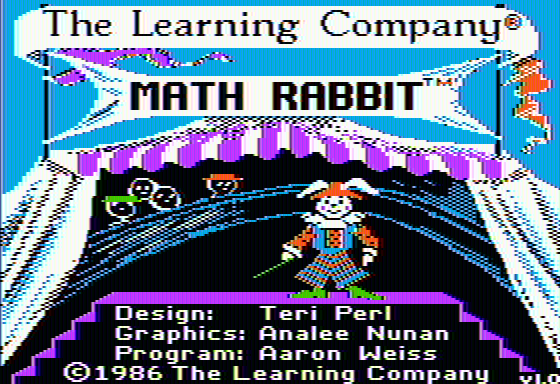 Math Rabbit (Apple II) screenshot: Title screen