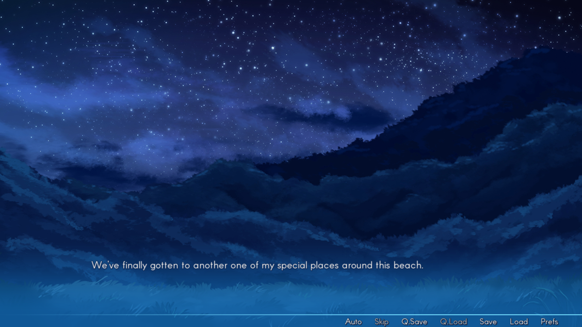 Sakura Beach (Windows) screenshot: Brining the girls to the place I love watching stars, dreaming about the galaxy