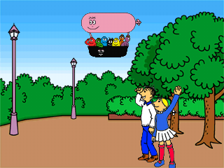 Barbapapa (PlayStation) screenshot: From the intro: The family is out flying.