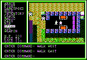 Legacy of the Ancients (Apple II) screenshot: Exploring the shops.