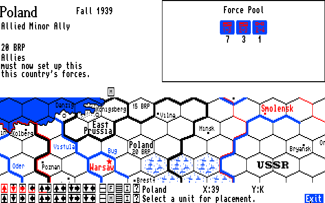 Third Reich (Amiga) screenshot: Setting up troops for Poland