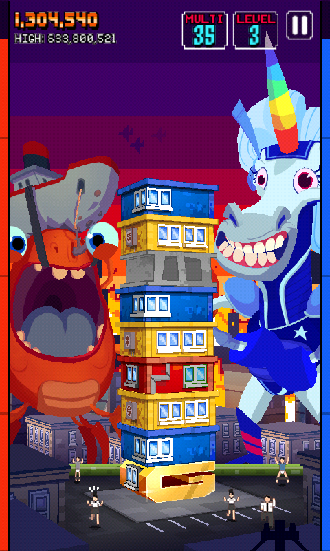 Monsters Ate My Condo (Android) screenshot: Concrete blocks can't be moved.