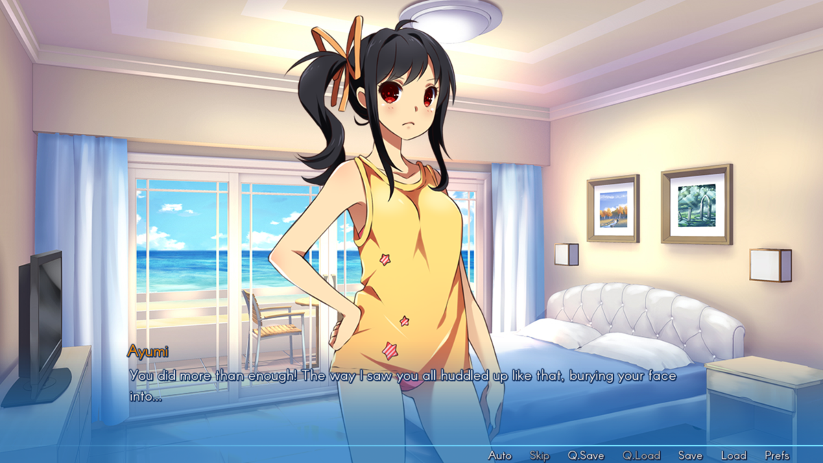 Sakura Beach (Windows) screenshot: She's still not very happy, as she expected we did more than that