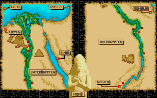 Day of the Pharaoh (Atari ST) screenshot: Map of Egypt.
