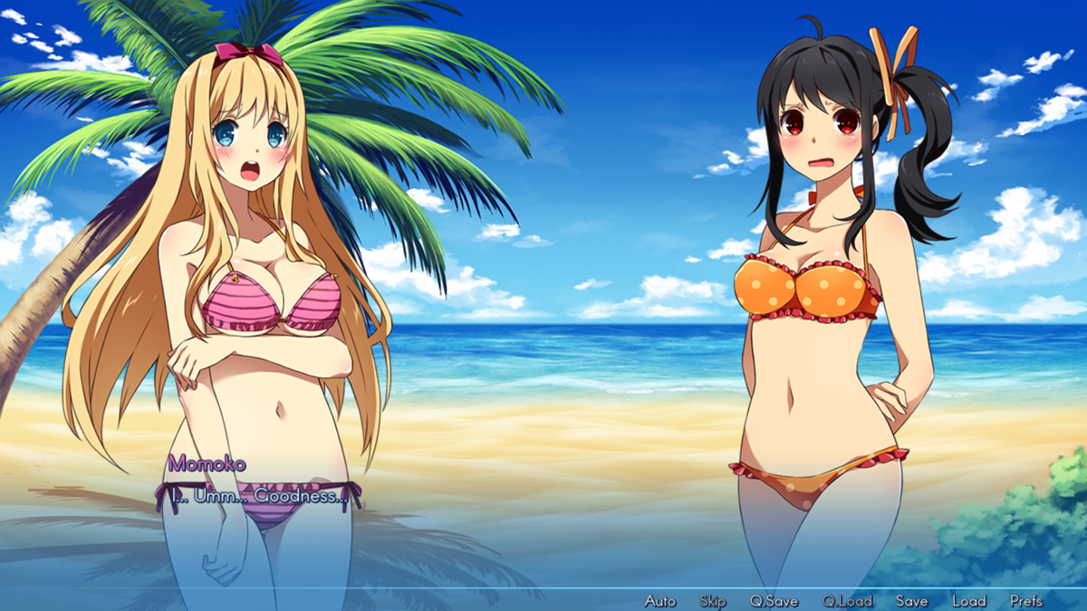 Sakura Beach (Windows) screenshot: They're both really embarassed that Seiji just straighforwardly asked that, if only he knew