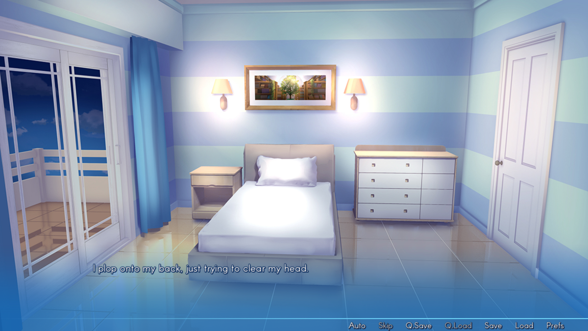 Sakura Beach (Windows) screenshot: Seiji is a easily blindsided and he needs to clear his head after seeing them kiss and they asked him to join