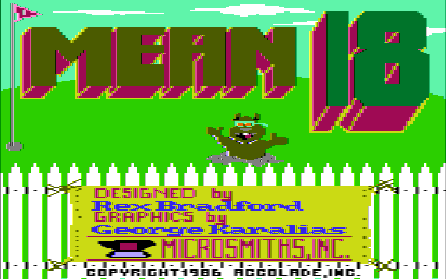 Mean 18 (DOS) screenshot: Title Screen (CGA with Composite) (*This title must be correct color)