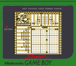 Mario's Picross (Game Boy) screenshot: An advanced problem (Super Game Boy)