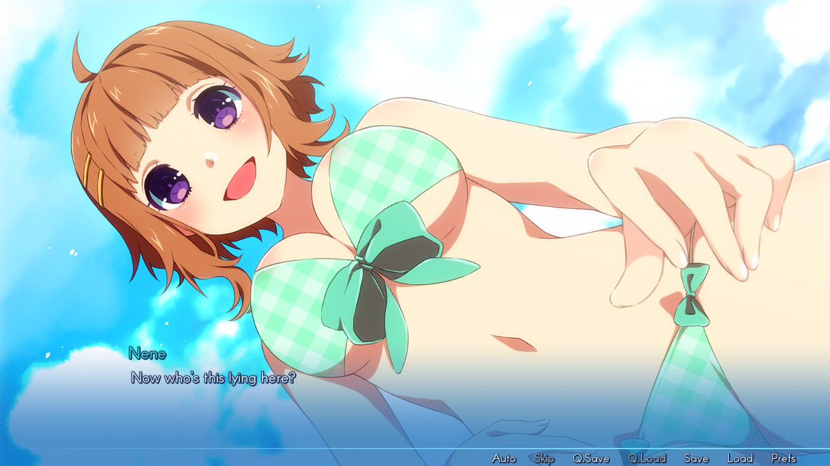 Sakura Beach 2 (Windows) screenshot: Nene visits me at the pool