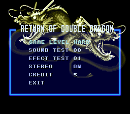 Super Double Dragon (SNES) screenshot: Option Mode (JP)