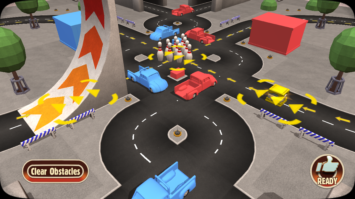Turbo Dismount (Android) screenshot: Placing some random items on the track.