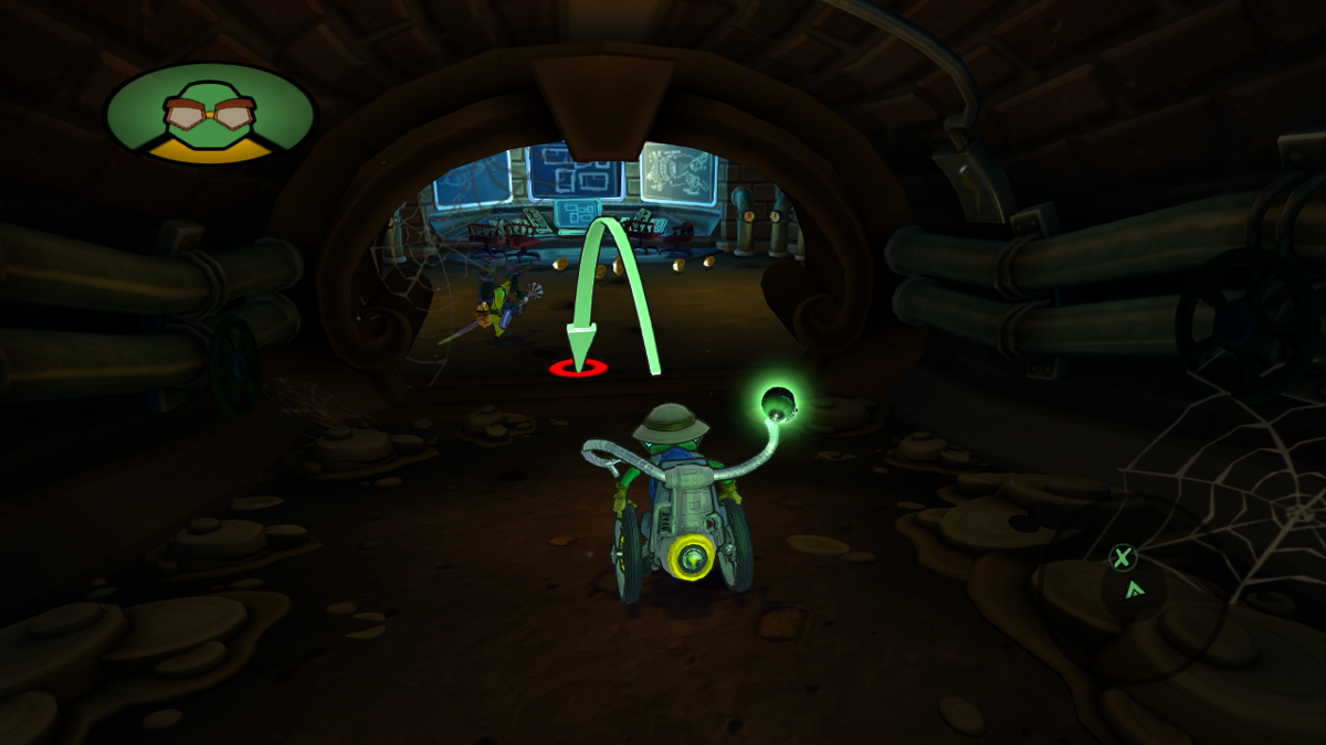 Sly Cooper: Thieves in Time (PlayStation 3) screenshot: Bentley, the brain of the gang, is throwing a bomb