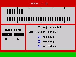 Nim 2 / Tixo (ZX Spectrum) screenshot: (Nim 2) Game in progress