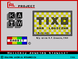 Nim 2 / Tixo (ZX Spectrum) screenshot: (Tixo) Title screen