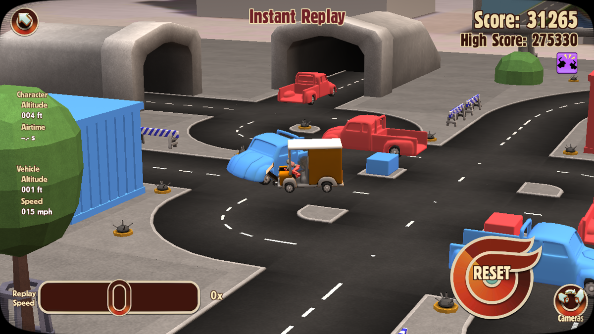 Turbo Dismount (Android) screenshot: Viewing the replay