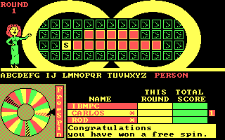 Wheel of Fortune: New Second Edition (DOS) screenshot: Get a Free Spin