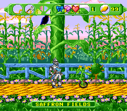 The Wizard of Oz (SNES) screenshot: Com here! I have axe and will kill you!