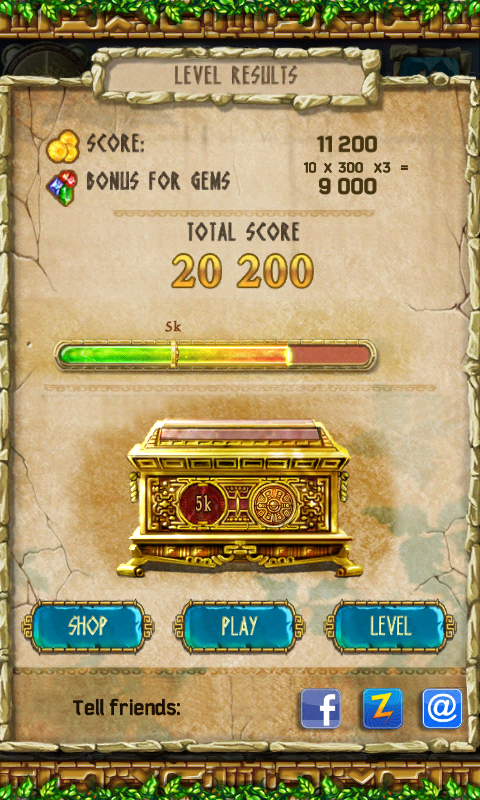 The Treasures of Montezuma 3 (Android) screenshot: Level results