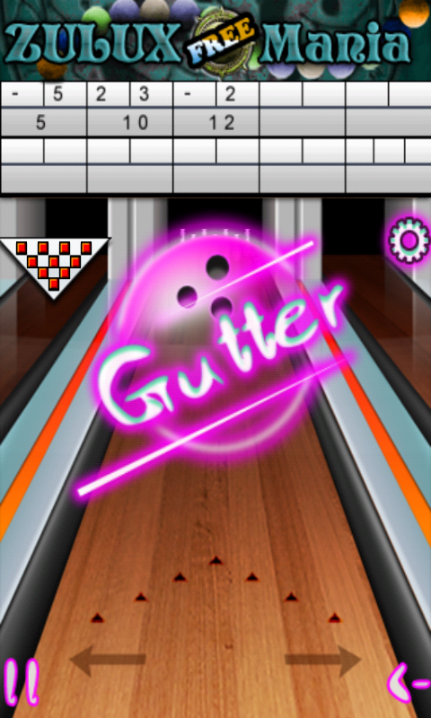 Bowling Complete (Android) screenshot: Hitting the gutter