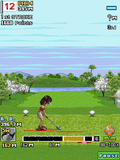 Everybody's Golf: Mobile (J2ME) screenshot: A hole by the lake