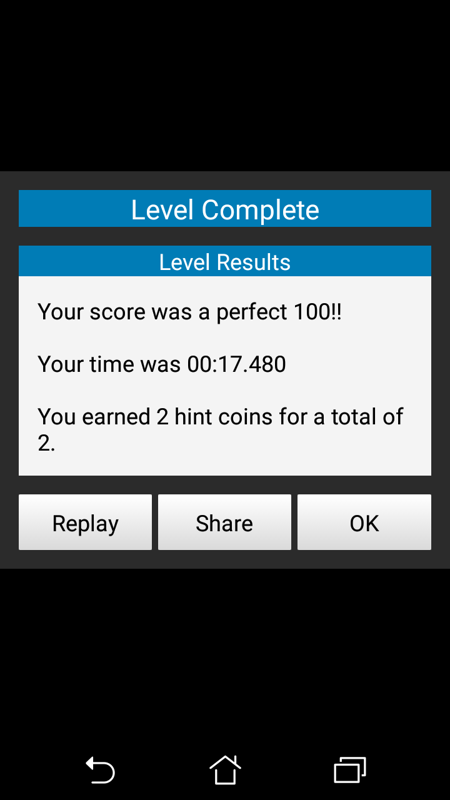 Addled (Android) screenshot: Level completed!