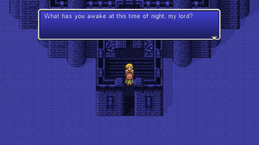 Final Fantasy IV: The After Years - Edward's Tale (Wii) screenshot: The guards won't let Edward leave the castle. There's got to be another way.