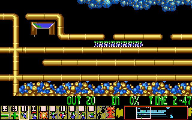 Oh No! More Lemmings (DOS) screenshot: Crazy - Level 4