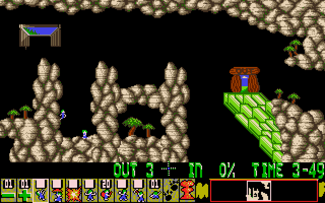 Oh No! More Lemmings (DOS) screenshot: Crazy - Level 5