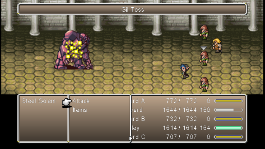 Final Fantasy IV: The After Years - Edward's Tale (Wii) screenshot: Harley's Gill Toss ability