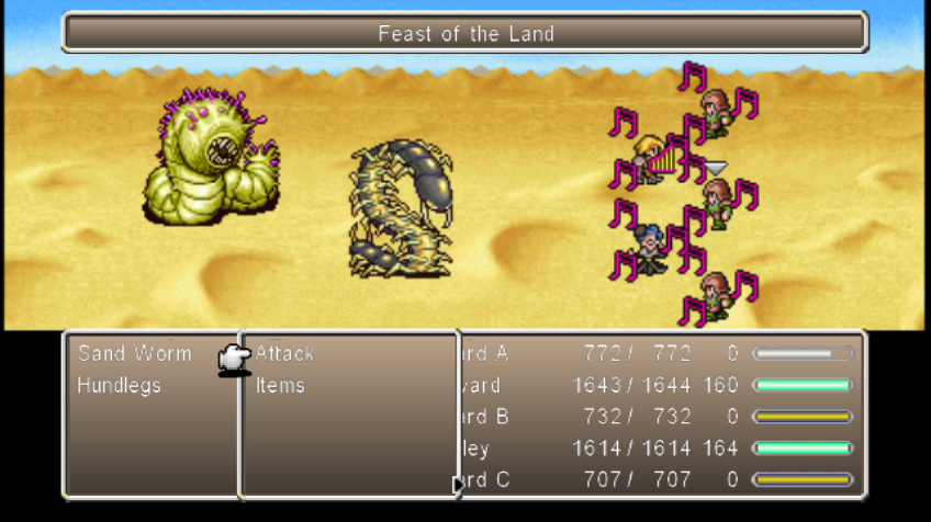 Final Fantasy IV: The After Years - Edward's Tale (Wii) screenshot: Defensive tune