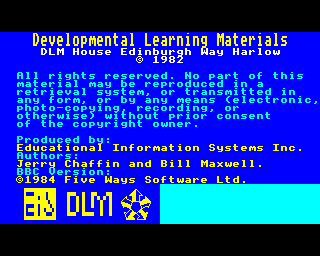 Demolition Division (BBC Micro) screenshot: Copyright/credits