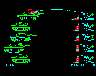 Demolition Division (BBC Micro) screenshot: Shooting at a tank