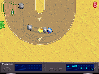 Autka (DOS) screenshot: Sharp turns