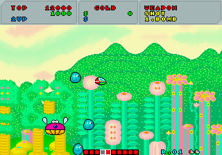 Fantasy Zone (Arcade) screenshot: Green slimes