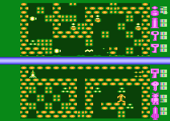 The Convicts (Atari 8-bit) screenshot: Building level