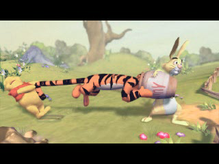 Disney's Pooh's Party Game: In Search of the Treasure (PlayStation) screenshot: Intro: ...then Tiger gets involved.