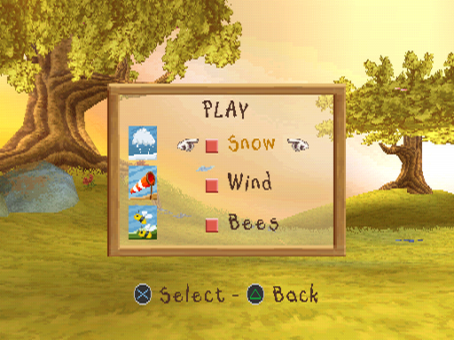 Disney's Pooh's Party Game: In Search of the Treasure (PlayStation) screenshot: Choose conditions that may affect the gameplay