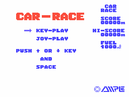Car Race (MSX) screenshot: Title screen