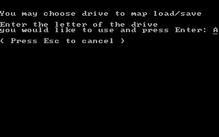 Railroad Empire (DOS) screenshot: Choose drive Map to load/save