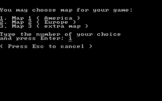 Railroad Empire (DOS) screenshot: Choose Map to Load